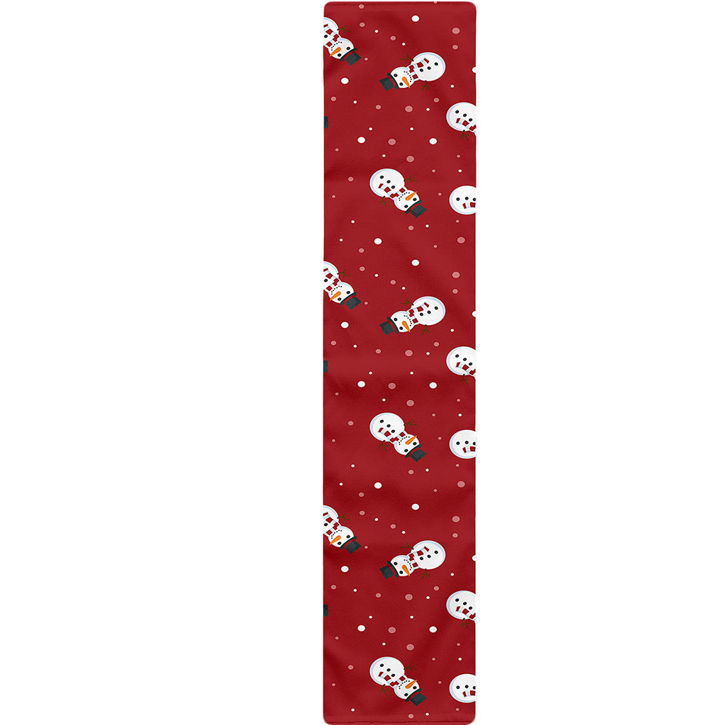 Red Snowman Pattern Print Table Runner