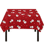 Red Snowman Pattern Print Tablecloth