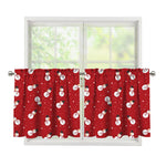Red Snowman Pattern Print Tier Curtains