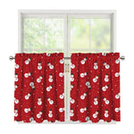 Red Snowman Pattern Print Tier Curtains