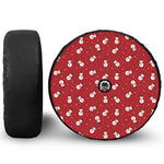 Red Snowman Pattern Print Tire Cover With Camera Hole