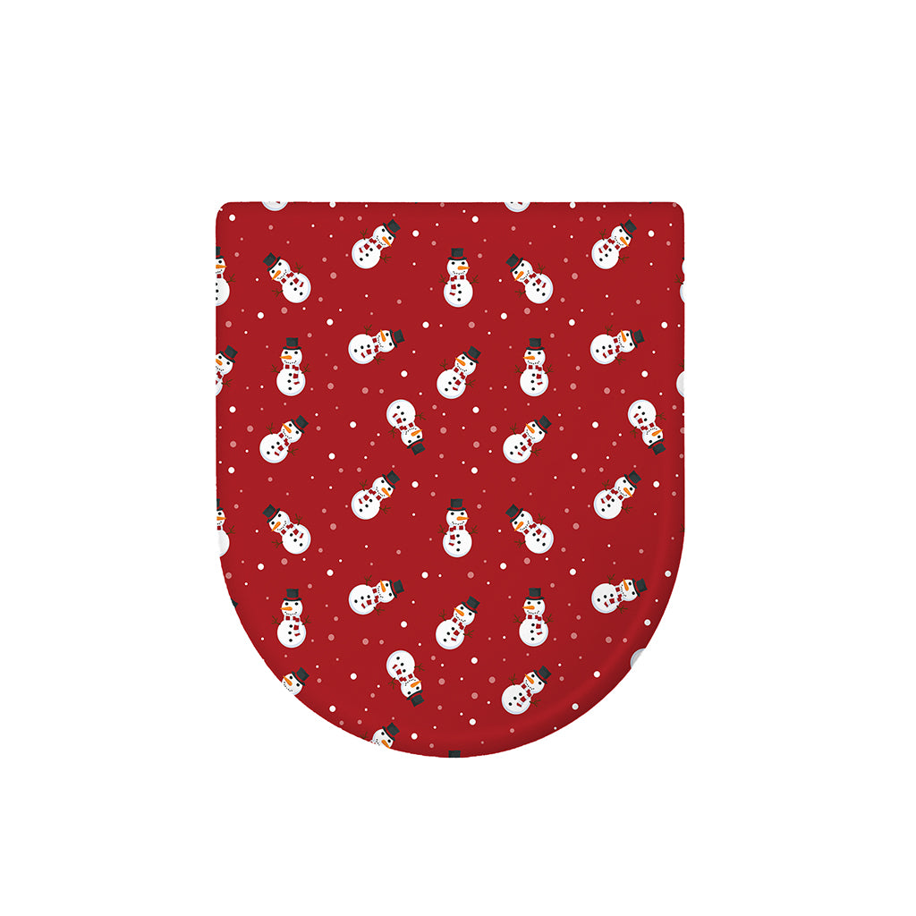 Red Snowman Pattern Print Toilet Lid Cover
