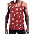 Red Snowman Pattern Print Men's Workout Tank Top