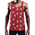 Red Snowman Pattern Print Training Tank Top