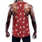 Red Snowman Pattern Print Training Tank Top