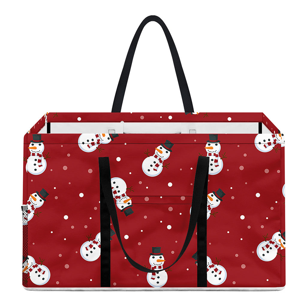 Red Snowman Pattern Print Utility Tote Bag