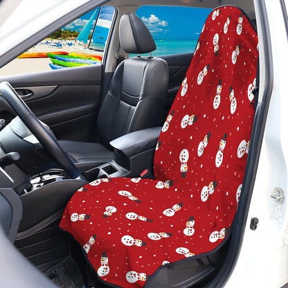 Red Snowman Pattern Print Waterproof Car Seat Cover