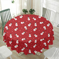 Red Snowman Pattern Print Waterproof Round Tablecloth