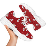 Red Snowman Pattern Print White Chunky Shoes