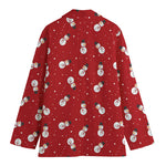 Red Snowman Pattern Print Women's Blazer