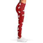 Red Snowman Pattern Print Women's Leggings
