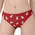 Red Snowman Pattern Print Women's Panties
