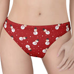 Red Snowman Pattern Print Women's Thong