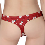 Red Snowman Pattern Print Women's Thong
