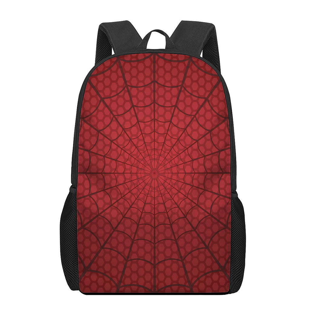 Red Spider Web Print 17 Inch Backpack