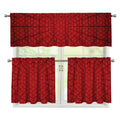 Red Spider Web Print 3 Piece Kitchen Curtains