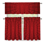 Red Spider Web Print 3 Piece Kitchen Curtains