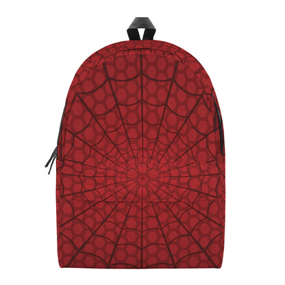 Red Spider Web Print Backpack