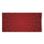 Red Spider Web Print Beach Towel