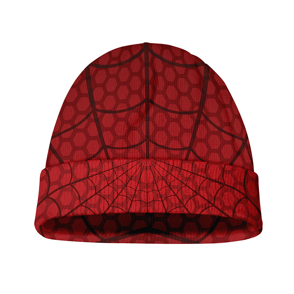 Red Spider Web Print Beanie