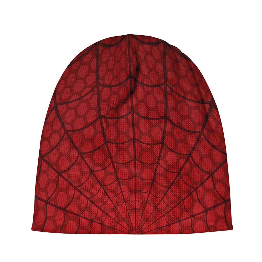 Red Spider Web Print Beanie