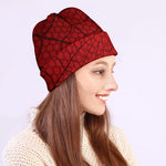Red Spider Web Print Beanie
