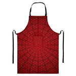 Red Spider Web Print Bib Apron With Pocket