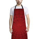 Red Spider Web Print Bib Apron With Pocket