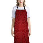 Red Spider Web Print Bib Apron With Pocket