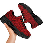 Red Spider Web Print Black Chunky Shoes