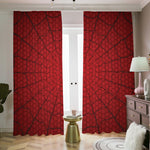 Red Spider Web Print Blackout Pencil Pleat Curtains