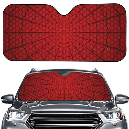 Red Spider Web Print Car Windshield Sun Shade