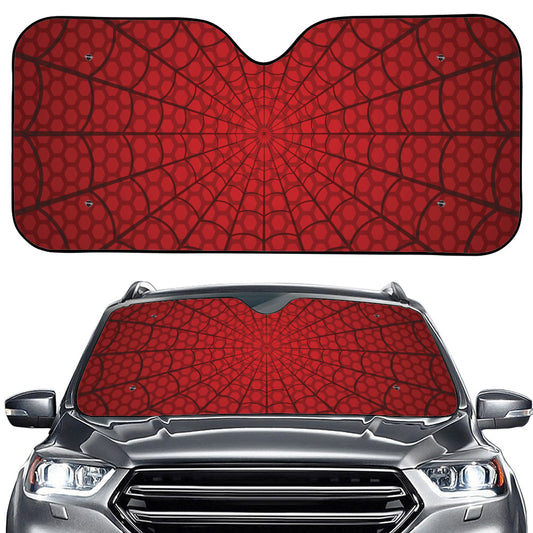 Red Spider Web Print Car Windshield Sun Shade