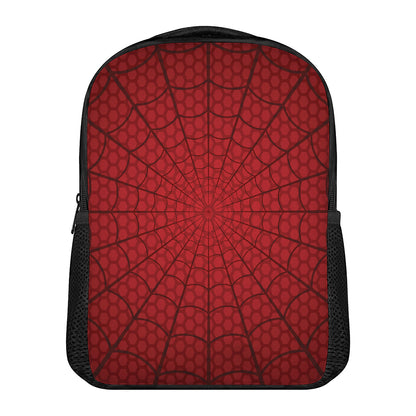 Red Spider Web Print Casual Backpack