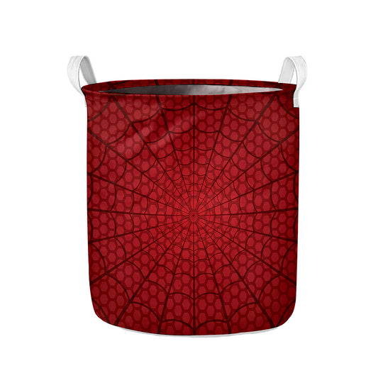 Red Spider Web Print Collapsible Laundry Basket