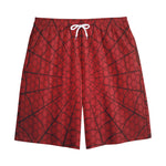 Red Spider Web Print Cotton Shorts
