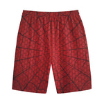 Red Spider Web Print Cotton Shorts