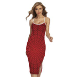 Red Spider Web Print Cross Back Cami Dress