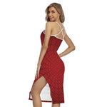 Red Spider Web Print Cross Back Cami Dress