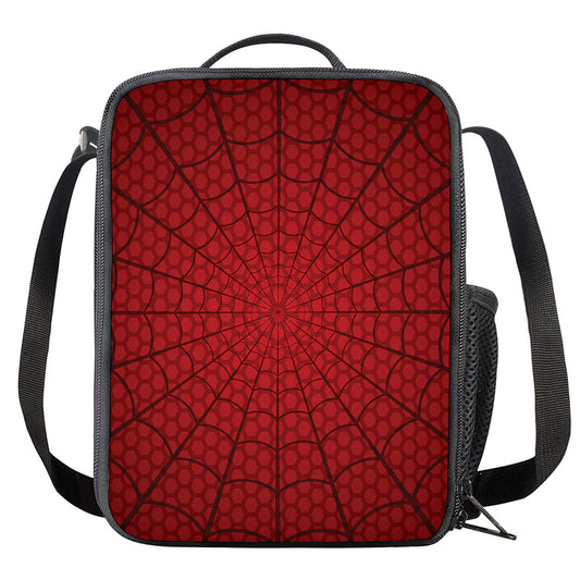 Red Spider Web Print Crossbody Lunch Bag