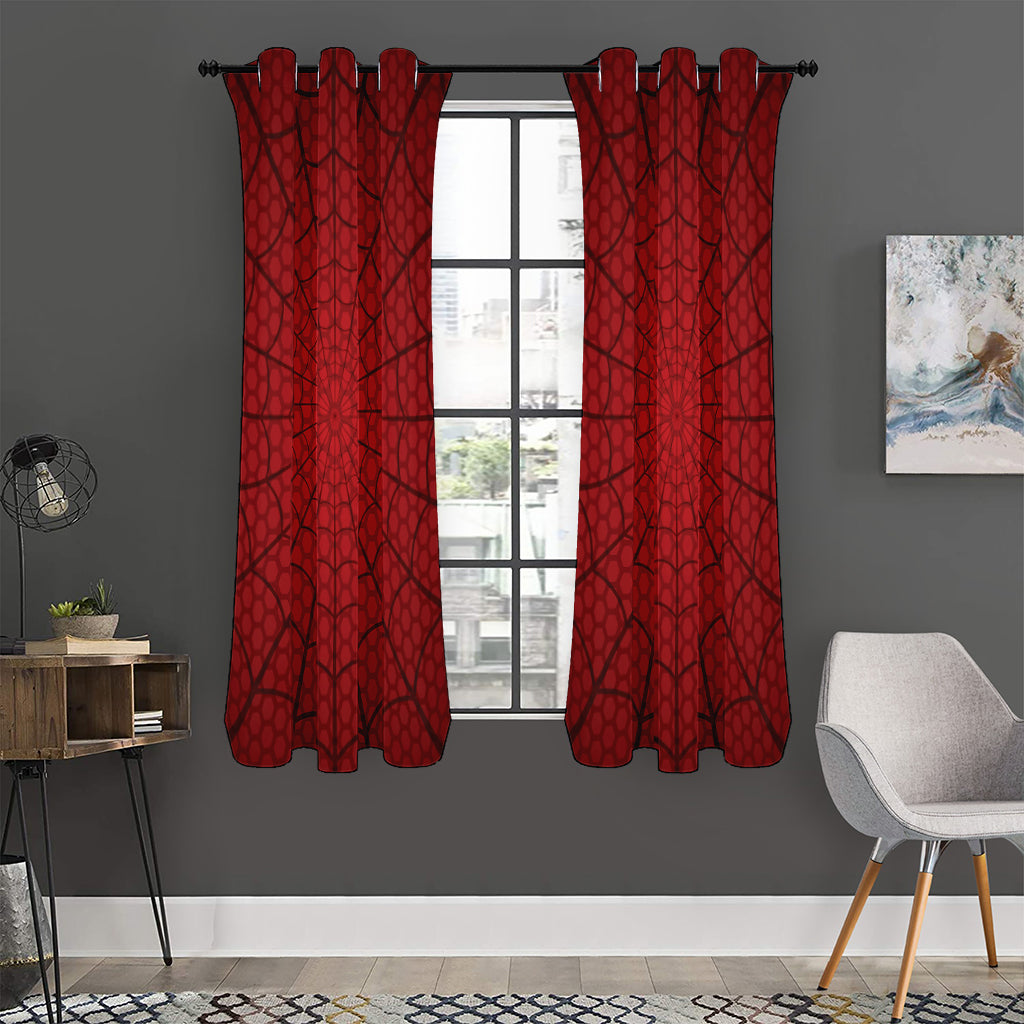 Red Spider Web Print Curtain