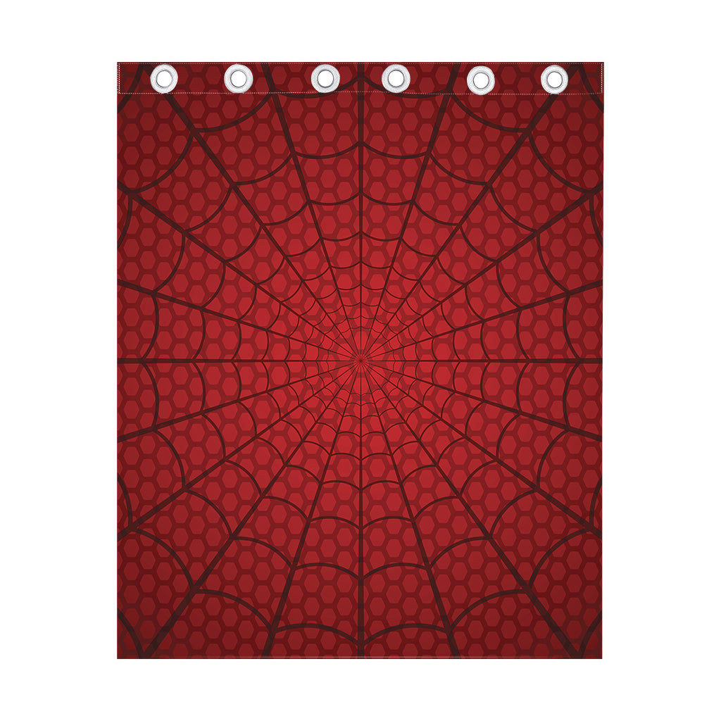 Red Spider Web Print Curtain