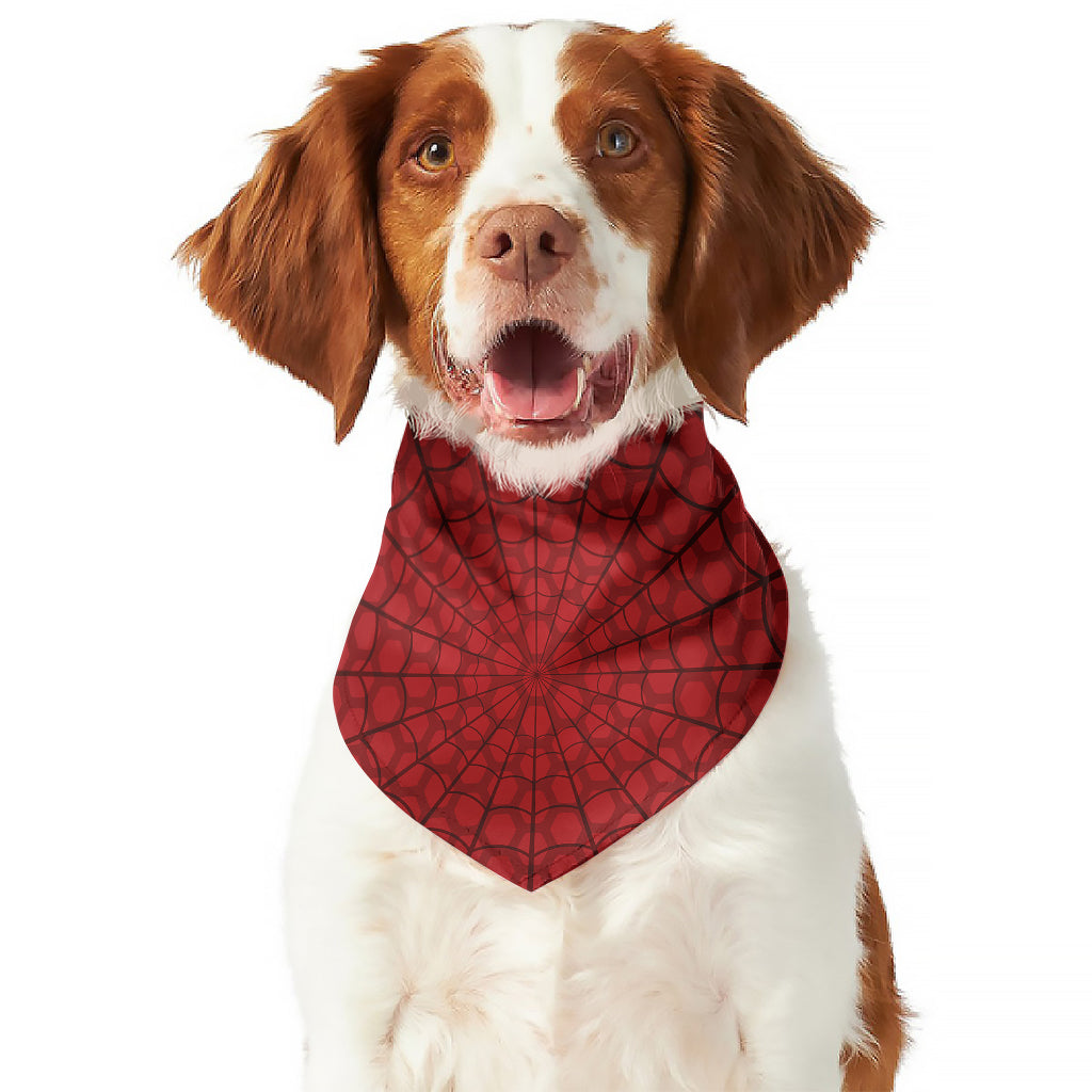 Red Spider Web Print Dog Bandana
