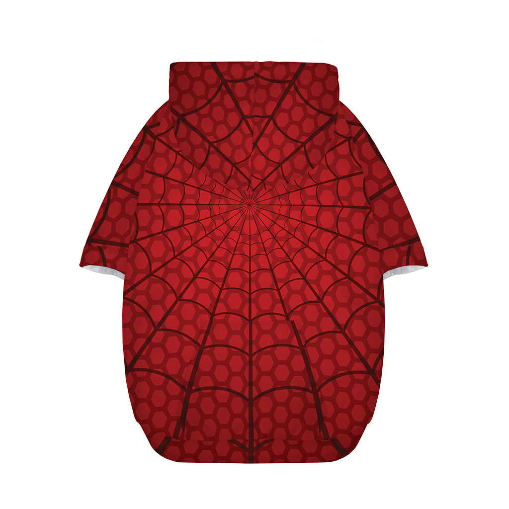 Red Spider Web Print Dog Zip Up Hoodie