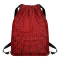 Red Spider Web Print Drawstring Backpack