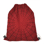 Red Spider Web Print Drawstring Bag