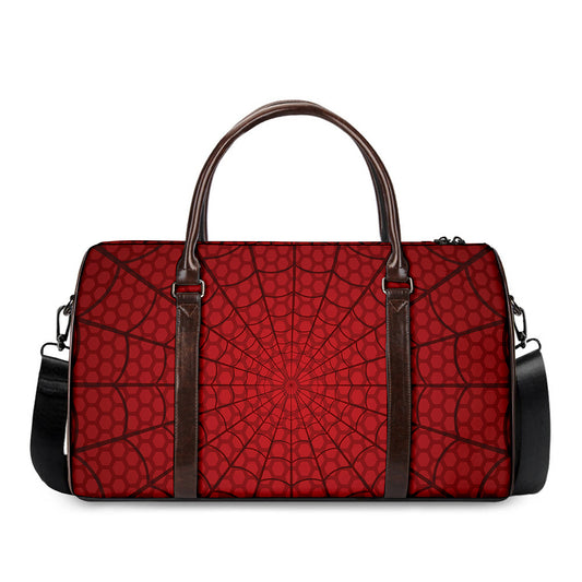 Red Spider Web Print Duffle Bag