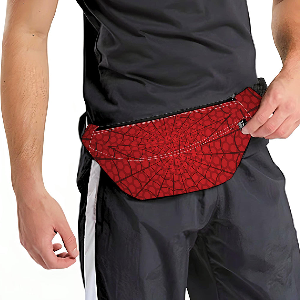 Red Spider Web Print Fanny Pack