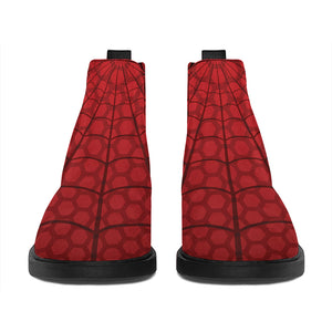 Red Spider Web Print Flat Ankle Boots