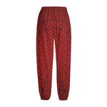 Red Spider Web Print Fleece Lined Knit Pants